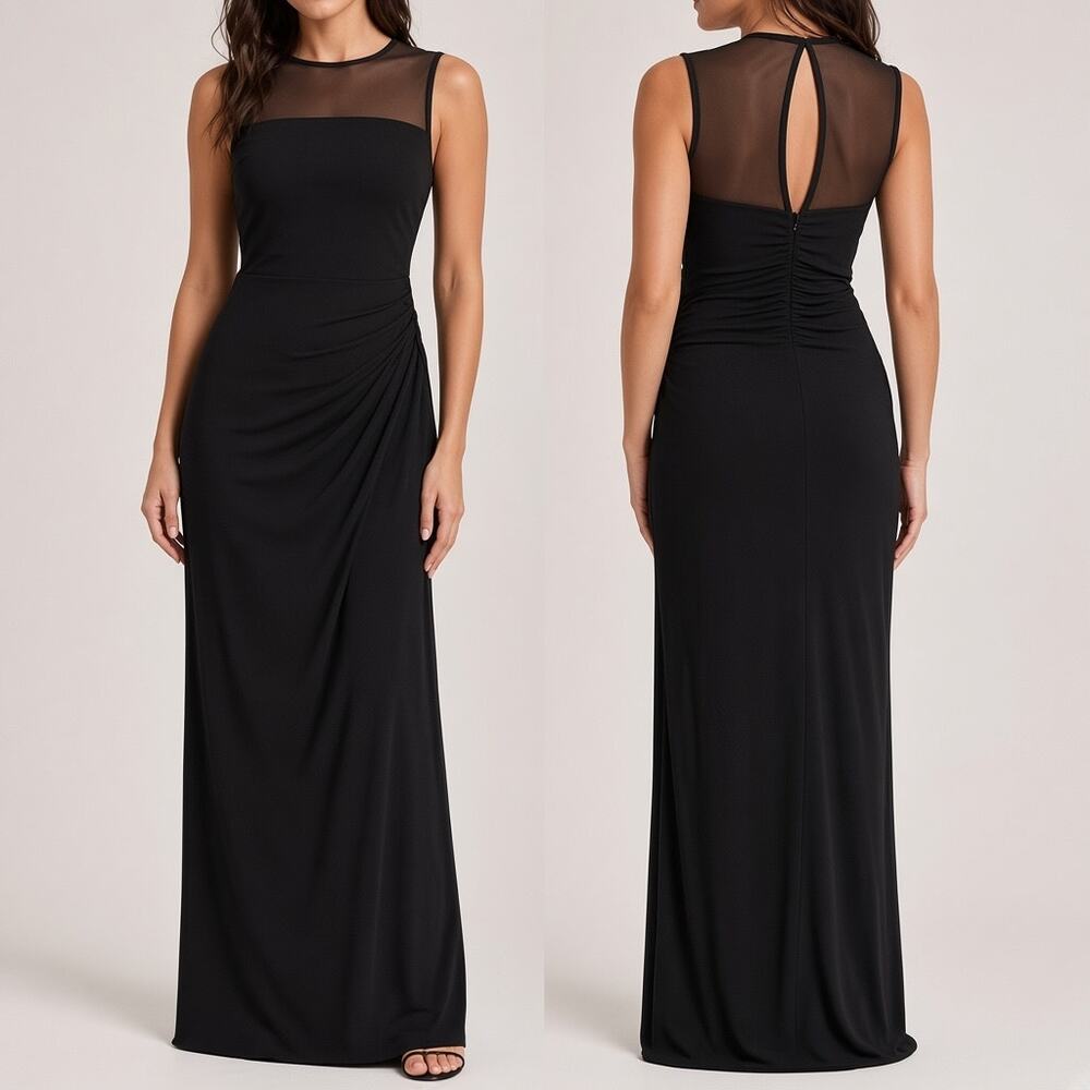 NWT SCARLETT Sleeveless EVENING GOWN Black ILLUSION NECKLINE Black Size 10